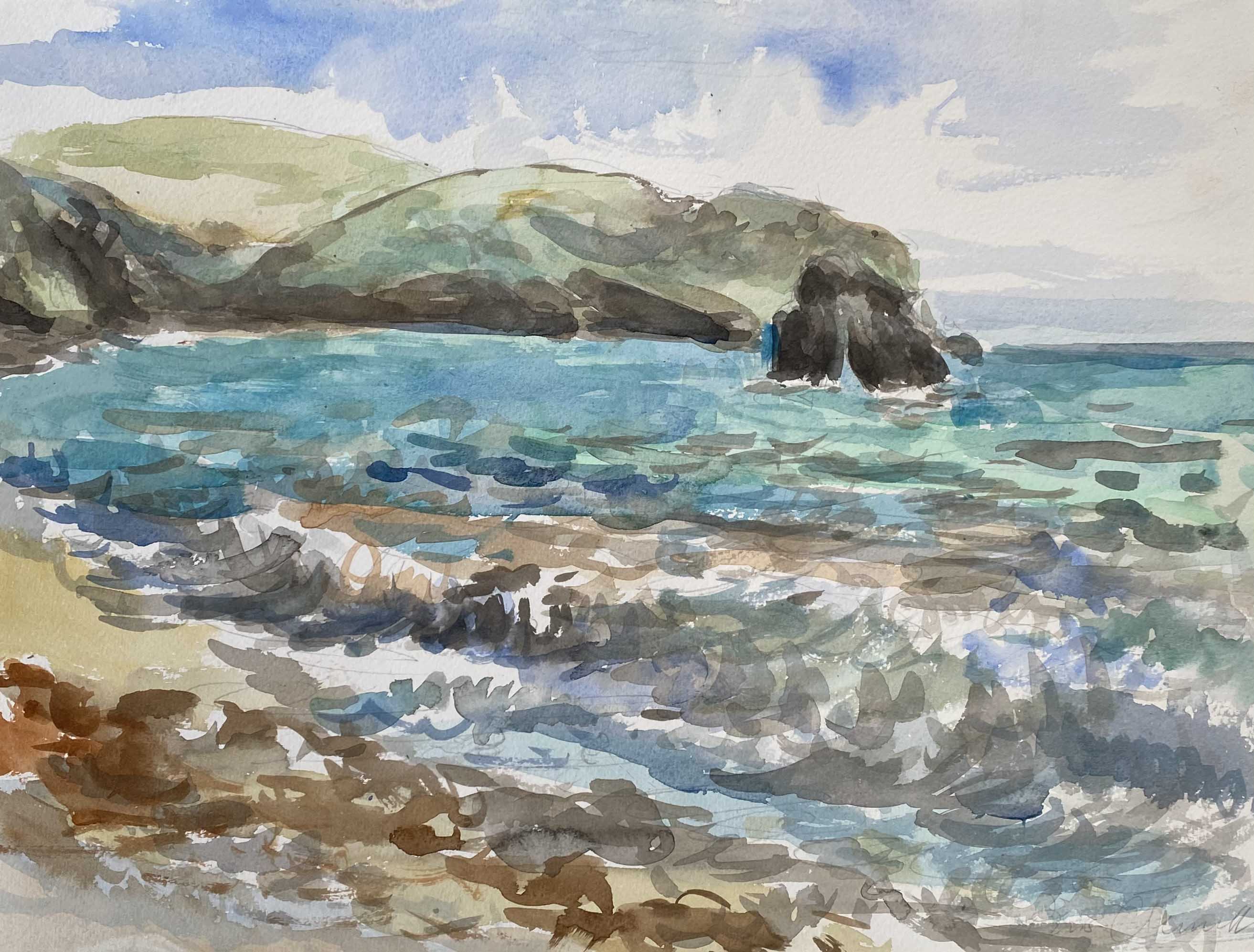 Thurlestone Rock, watercolour
