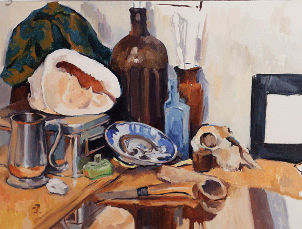 Still life with jug, oil on canvas